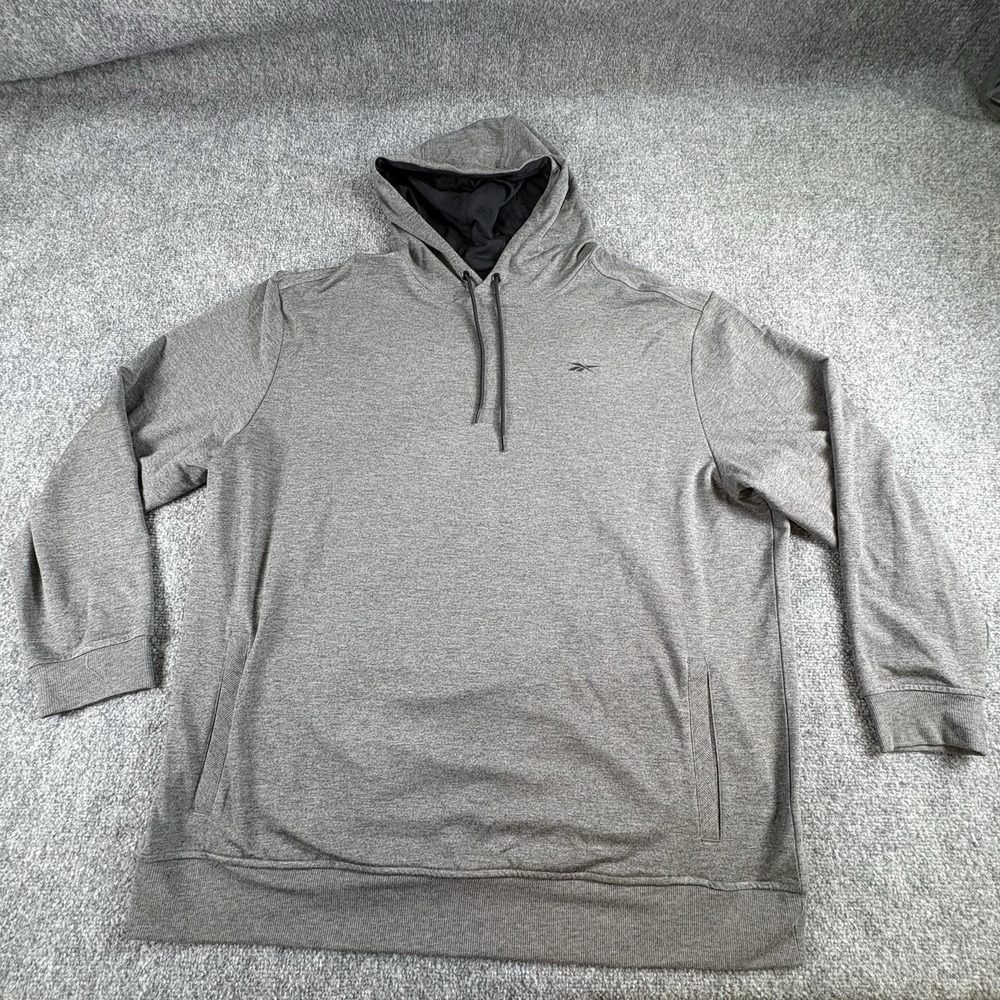 Reebok Hoodie Men‎ 2XL Gray Speedwick Pullover Athletic Gym Casual Streetwear